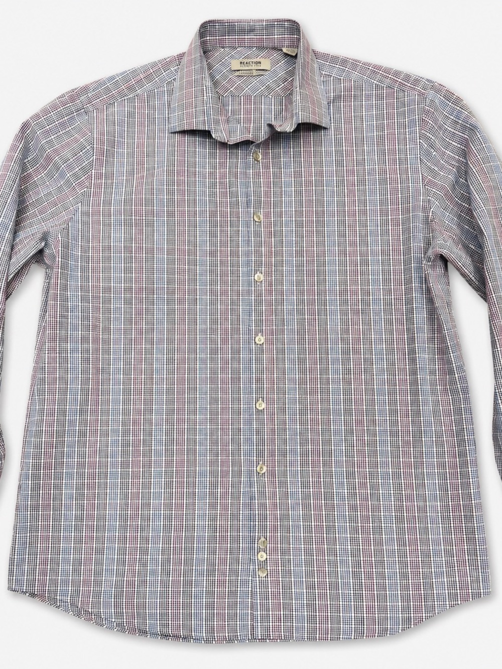 Kenneth Cole Men's Red & Blue Micro-Plaid Dress Shirt